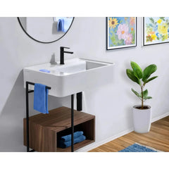 Whitehaus Rectangular Wall Mount Basin with Faucet Drilling Options and Rear Center Drain Location - The Home Selection