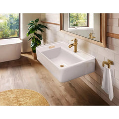 Whitehaus Rectangular Wall Mount Basin with Faucet Drilling Options and Rear Center Drain Location - The Home Selection