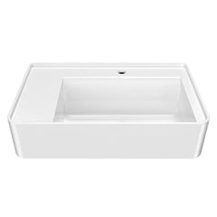 Whitehaus Rectangular Wall Mount Basin with Faucet Drilling Options and Rear Center Drain Location - The Home Selection