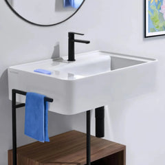 Whitehaus Rectangular Wall Mount Basin with Faucet Drilling Options and Rear Center Drain Location - The Home Selection