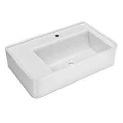 Whitehaus Rectangular Wall Mount Basin with Faucet Drilling Options and Rear Center Drain Location - The Home Selection