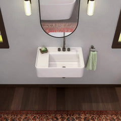 Whitehaus Rectangular Wall Mount Basin with Faucet Drilling Options and Rear Center Drain Location - The Home Selection