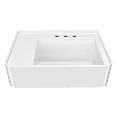 Whitehaus Rectangular Wall Mount Basin with Faucet Drilling Options and Rear Center Drain Location - The Home Selection