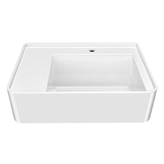 Whitehaus Rectangular Wall Mount Basin with Faucet Drilling Options and Rear Center Drain Location - The Home Selection