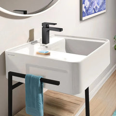 Whitehaus Rectangular Wall Mount Basin with Faucet Drilling Options and Rear Center Drain Location - The Home Selection