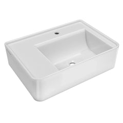 Whitehaus Rectangular Wall Mount Basin with Faucet Drilling Options and Rear Center Drain Location - The Home Selection