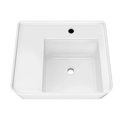 Whitehaus Rectangular Wall Mount Basin with Faucet Drilling Options and Rear Center Drain Location - The Home Selection