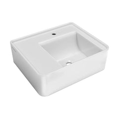 Whitehaus Rectangular Wall Mount Basin with Faucet Drilling Options and Rear Center Drain Location - The Home Selection