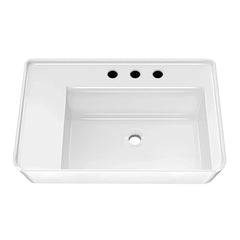 Whitehaus Rectangular Wall Mount Basin with Faucet Drilling Options and Rear Center Drain Location - The Home Selection