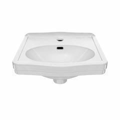 Whitehaus Rectangular Wall Mount Basin with Integrated Oval Bowl, Low-Rise Backsplash, Single Faucet Drilling and Overflow - B-LO944 - The Home Selection