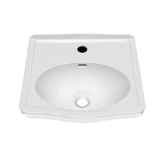 Whitehaus Rectangular Wall Mount Basin with Integrated Oval Bowl, Low-Rise Backsplash, Single Faucet Drilling and Overflow - B-LO944 - The Home Selection