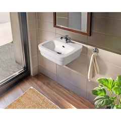 Whitehaus Rectangular Wall Mount Basin with Overflow Control Ledge, Single Faucet Drilling and Overflow - B-EVO - The Home Selection