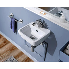 Whitehaus Rectangular Wall Mount Basin with Overflow Control Ledge, Single Faucet Drilling and Overflow - B-EVO - The Home Selection