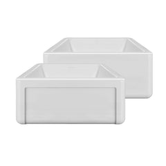 Whitehaus Reversible Fireclay Kitchen Sink with Grid, Three Edge Frame and Plain Front Apron - WHRP2418-W - The Home Selection