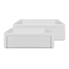 Whitehaus Reversible Fireclay Kitchen Sink with Grid, Three Edge Frame and Plain Front Apron - WHRP3318-W - The Home Selection