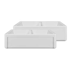 Whitehaus Reversible Fireclay Kitchen Sink with Grid, Three Edge Frame and Plain Front Apron - WHRP3618-W - The Home Selection