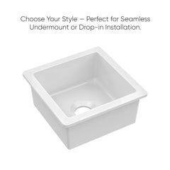Whitehaus Undermount/Drop-in Single Bowl Fireclay Kitchen Sink with Stainless Steel Grid Included - WHUF1818 - The Home Selection