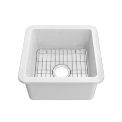 Whitehaus Undermount/Drop-in Single Bowl Fireclay Kitchen Sink with Stainless Steel Grid Included - WHUF1818 - The Home Selection