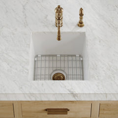 Whitehaus Undermount/Drop-in Single Bowl Fireclay Kitchen Sink with Stainless Steel Grid Included - WHUF1818 - The Home Selection
