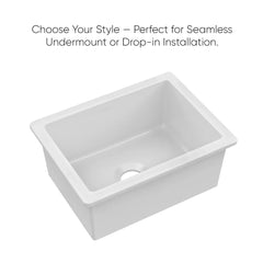 Whitehaus Undermount/Drop-in Single Bowl Fireclay Kitchen Sink with Stainless Steel Grid Included - WHUF2418 - The Home Selection