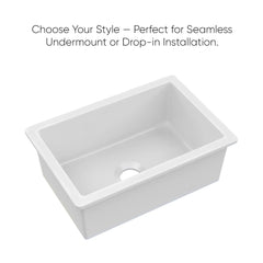 Whitehaus Undermount/Drop-in Single Bowl Fireclay Kitchen Sink with Stainless Steel Grid Included - WHUF2819 - The Home Selection