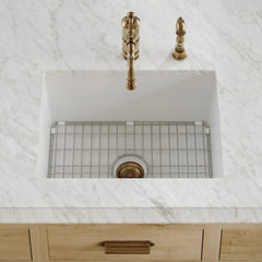 Whitehaus Undermount/Drop-in Single Bowl Fireclay Kitchen Sink with Stainless Steel Grid Included - WHUF2819 - The Home Selection