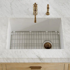 Whitehaus Undermount/Drop-in Single Bowl Fireclay Kitchen Sink with Stainless Steel Grid Included - WHUF3119 - The Home Selection