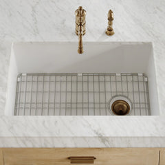Whitehaus Undermount/Drop-in Single Bowl Fireclay Kitchen Sink with Stainless Steel Grid Included - WHUF3419 - The Home Selection