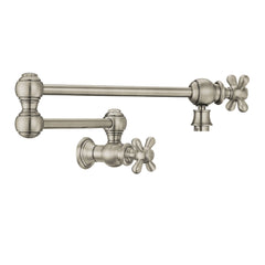 Whitehaus Wall Mount Retractable Swing Spout Pot Filler with Cross Handles - WHKPFCR3-9550-NT - The Home Selection