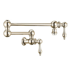 Whitehaus Wall Mount Retractable Swing Spout Pot Filler with Lever Handles - WHKPFLV3-9550-NT - The Home Selection