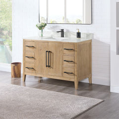 Altair Laurel Bathroom Cabinet Vanity Base in Weathered Fir without Top and Sink, No Mirror