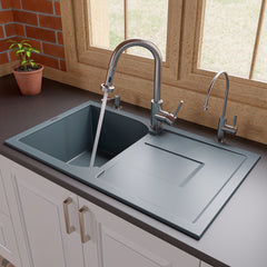 ALFI 20" Drop-In Round Granite Composite Kitchen Prep Sink - Titanium