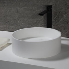 Alfi 15" Round White Matte Solid Surface Resin Sink - White Matte