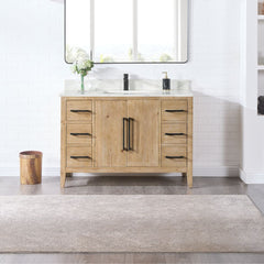 Altair Laurel Bathroom Cabinet Vanity Base in Weathered Fir without Top and Sink, No Mirror