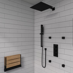Alfi 17  Wide Foldable Teak Shower Seat with Backrest - ABS17