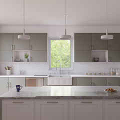 Alfi White 32  Fluted Apron Double Bowl Fireclay Farmhouse Kitchen Sink - AB532
