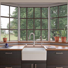 Alfi White 26  Decorative Lip Apron Single Bowl Fireclay Farmhouse Kitchen Sink - AB506-W