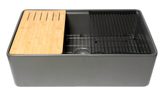 Alfi Workstation 33  x 20  Single Bowl Step Rim Fireclay Farm Sink with Accessories - ABFS3320S