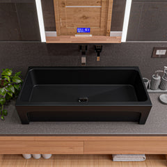 Alfi 36  Black Matte Above Mount Fireclay Bathroom Trough Sink - AB36TRBM
