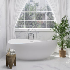 Altair Vespa 63" x 39" Solid Surface Soaking Bathtub with Integrated Overflow - 53263-BAT