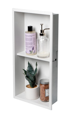 Alfi 12 x 24 Vertical Double Shelf Bath Shower Niche - White Matte