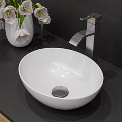 Alfi White 16" Egg Shape Above Mount Ceramic Sink - White