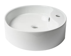Alfi White 22  Oval Above Mount Ceramic Sink with Faucet Hole - ABC901