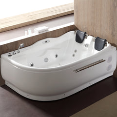 EAGO 6 ft Right Drain Corner Acrylic White Whirlpool Bathtub for Two - AM124ETL-L