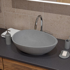 Alfi 21" Solid Concrete Tear Drop Above Mount Vessel Sink - Gray Matte