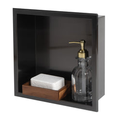 Alfi 12" x 12" Square Single Shelf Shower Niche - Brushed Black PVD