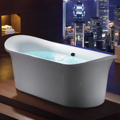 EAGO 74" White Free Standing Air Bubble Bathtub - White
