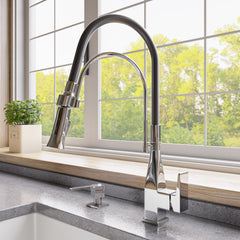 Alfi Square Kitchen Faucet with Rubber Stem - Polished Chrome