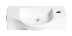 Alfi White 18  Small Wall Mounted Ceramic Sink with Faucet Hole - ABC114