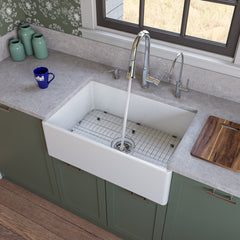 Alfi White 30" Contemporary Smooth Apron Fireclay Farmhouse Kitchen Sink - White